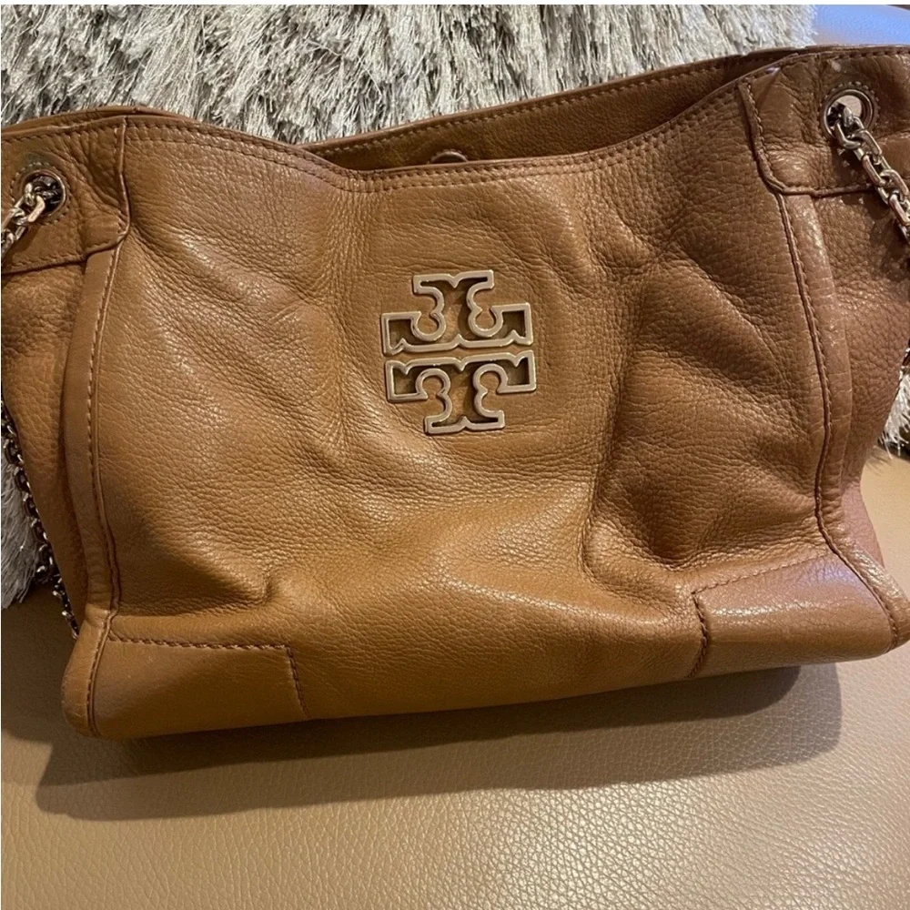Used Tory Burch Brown Leather Tote Bag - Picture 9 of 9